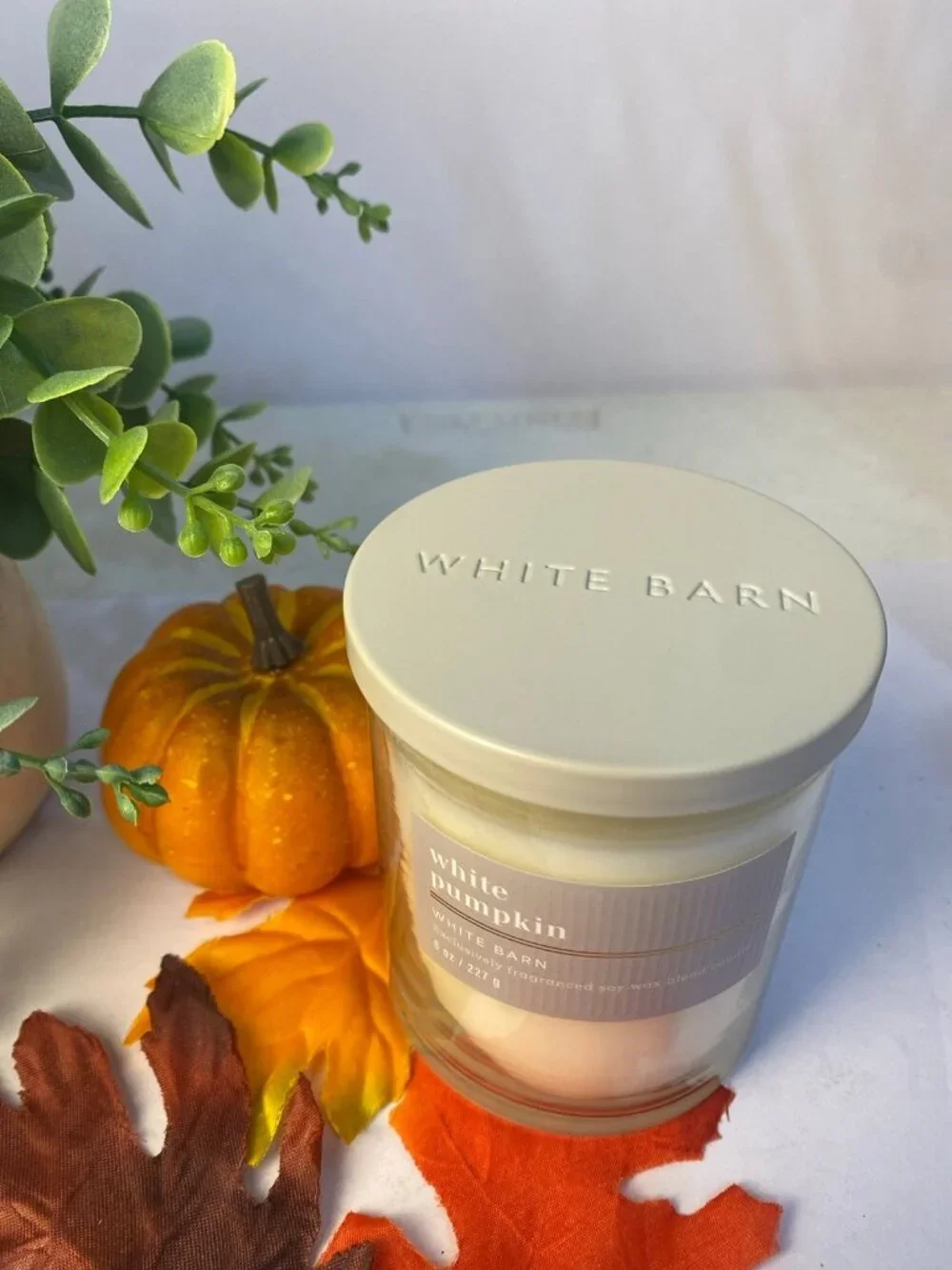 “White Pumpkin” BBW White Barn NEW Single Wick Candle